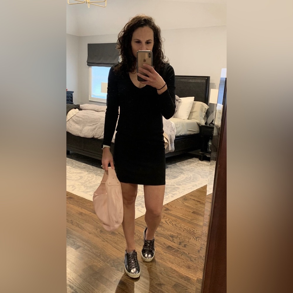 H&M Black Bodycon Long-Sleeve Dress